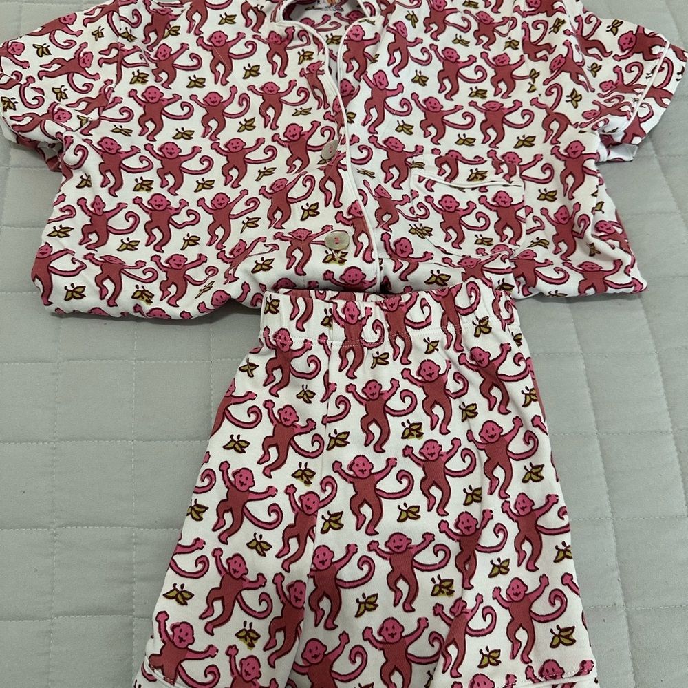 Roller Rabbit Pink Monkey Print Pajama Set